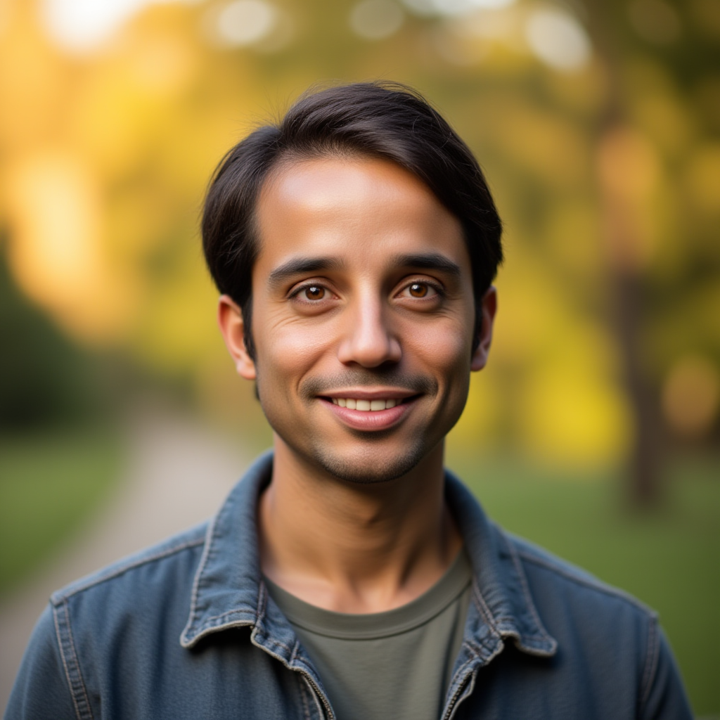AI dating profile photo, golden hour candid outdoor result